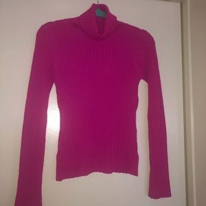Free People Small Fuschia Ribbed Turtle Neck